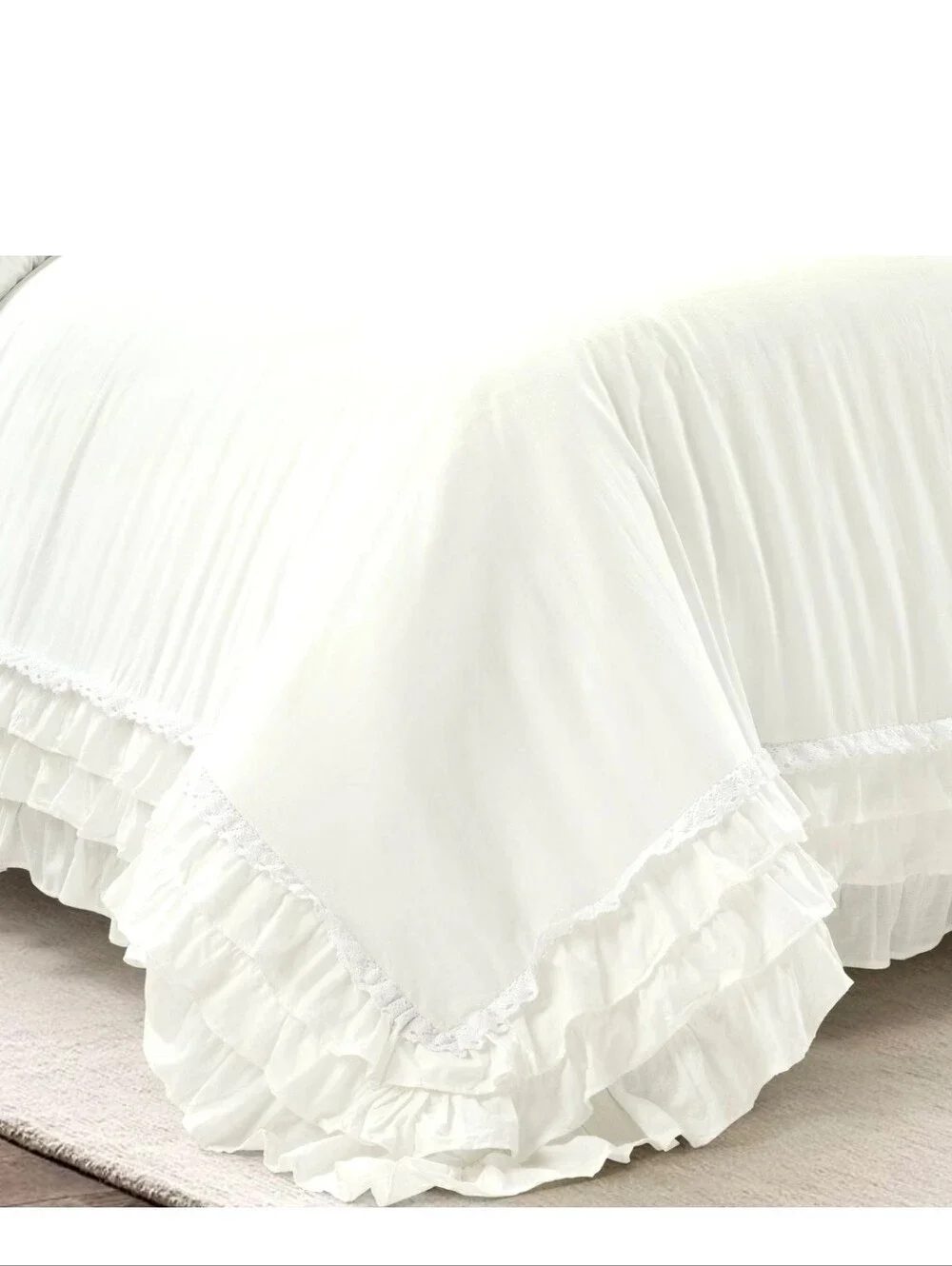 Lush Décor 3pc Full/Queen Ella Ruffle Duvet Bedding Set White NO FILL
